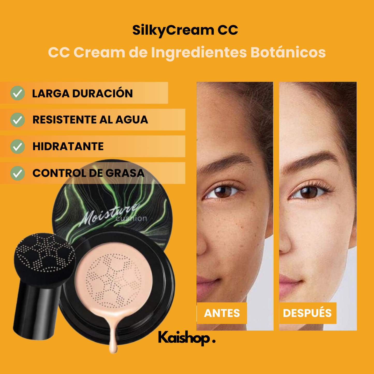 Base de maquillaje 2 en 1 resistente al agua + Brocha ( regalo para los primeros 50 clientes) MÁS VENDIDA EN EUROPA