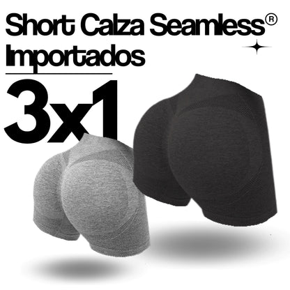 3 x 1 en Short Calza Importada Seamless con Efecto PUSH UP - Agarre Perfecto y Realce de Curvas